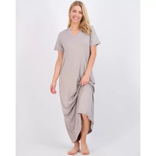 Real Essentials 3 Pack Womens Soft Maxi Long Nightshirt Short Sleeve Soft Nightgown Sleep Dress Available in Plus SizeSet 2