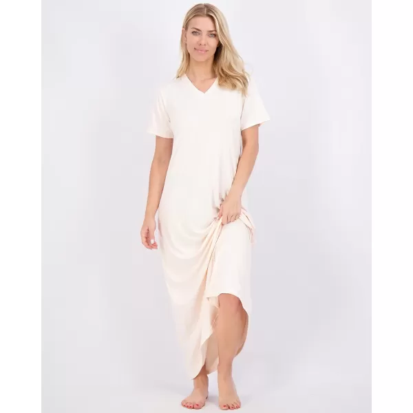 Real Essentials 3 Pack Womens Soft Maxi Long Nightshirt Short Sleeve Soft Nightgown Sleep Dress Available in Plus SizeSet 4