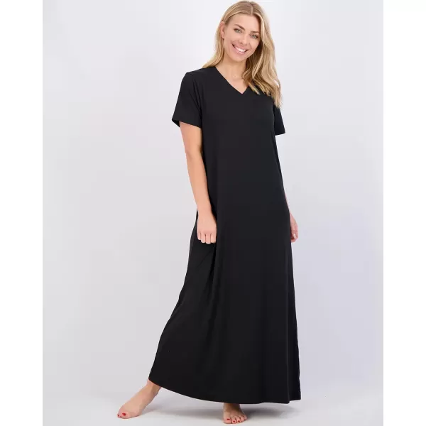 Real Essentials 3 Pack Womens Soft Maxi Long Nightshirt Short Sleeve Soft Nightgown Sleep Dress Available in Plus SizeSet 4