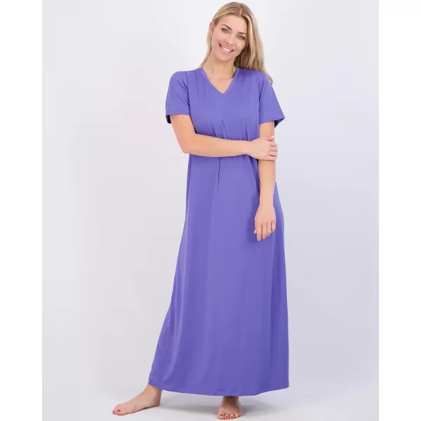 Real Essentials 3 Pack Womens Soft Maxi Long Nightshirt Short Sleeve Soft Nightgown Sleep Dress Available in Plus SizeSet 5