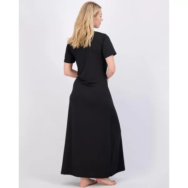 Real Essentials 3 Pack Womens Soft Maxi Long Nightshirt Short Sleeve Soft Nightgown Sleep Dress Available in Plus SizeSet 5