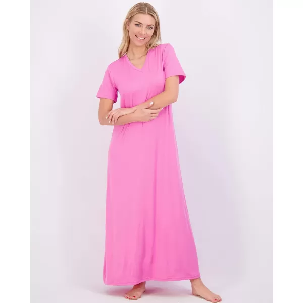 Real Essentials 3 Pack Womens Soft Maxi Long Nightshirt Short Sleeve Soft Nightgown Sleep Dress Available in Plus SizeSet 6