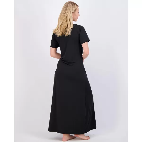 Real Essentials 3 Pack Womens Soft Maxi Long Nightshirt Short Sleeve Soft Nightgown Sleep Dress Available in Plus SizeSet 6