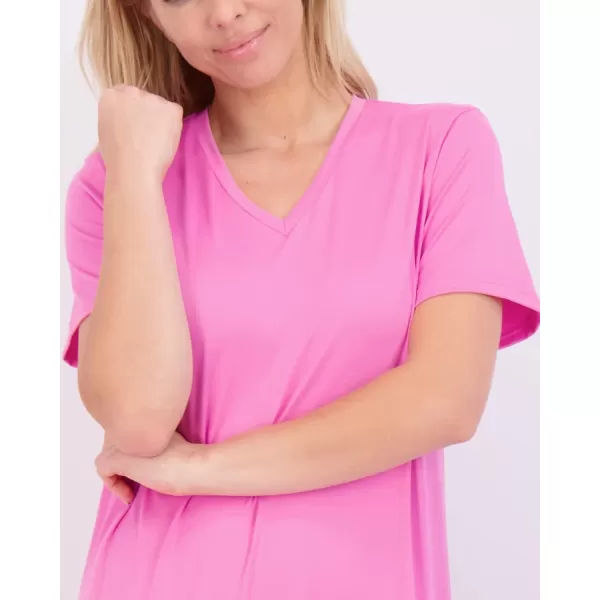Real Essentials 3 Pack Womens Soft Maxi Long Nightshirt Short Sleeve Soft Nightgown Sleep Dress Available in Plus SizeSet 6