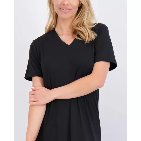 Real Essentials 3 Pack Womens Soft Maxi Long Nightshirt Short Sleeve Soft Nightgown Sleep Dress Available in Plus SizeSet 7