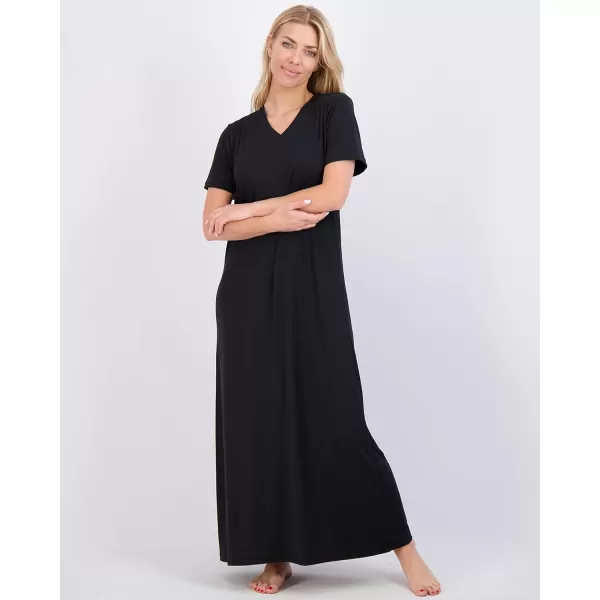 Real Essentials 3 Pack Womens Soft Maxi Long Nightshirt Short Sleeve Soft Nightgown Sleep Dress Available in Plus SizeSet 7