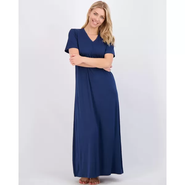 Real Essentials 3 Pack Womens Soft Maxi Long Nightshirt Short Sleeve Soft Nightgown Sleep Dress Available in Plus SizeSet 7