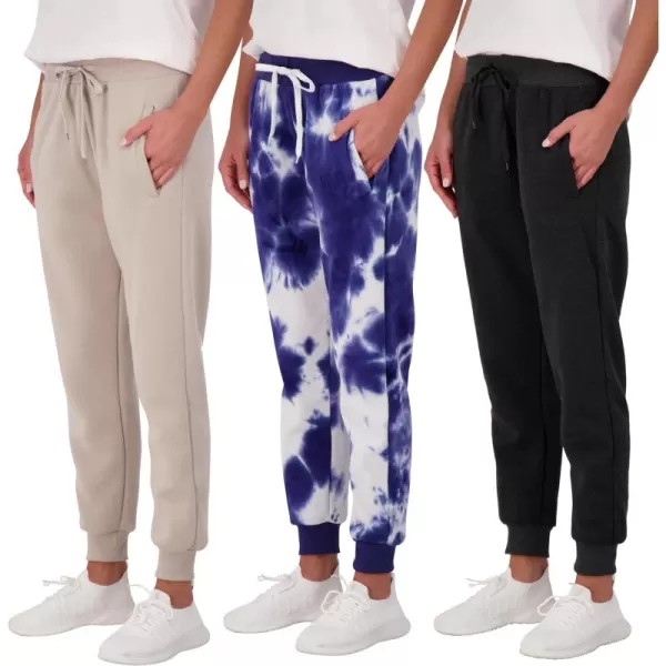 Real Essentials 3 Pack Womens UltraSoft  Warm Fleece Joggers Available in Plus SizeSet 4