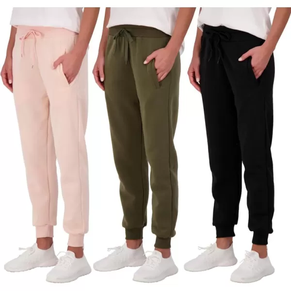 Real Essentials 3 Pack Womens UltraSoft  Warm Fleece Joggers Available in Plus SizeSet 5