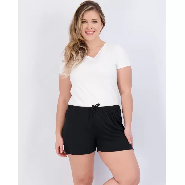Real Essentials 3 Pack Womens UltraSoft Comfy Stretch Pajama Lounge Shorts Elegant SleepwearAvailable In Plus SizePlus Size Set I