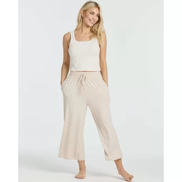 Real Essentials 3 Pack Womens UltraSoft Wide Leg Loose Capri Open Bottom Pants  Yoga Lounge PocketsAvailable in PlusSet 6