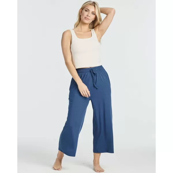 Real Essentials 3 Pack Womens UltraSoft Wide Leg Loose Capri Open Bottom Pants  Yoga Lounge PocketsAvailable in PlusSet 7