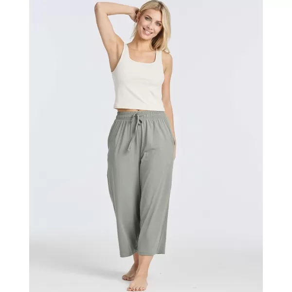 Real Essentials 3 Pack Womens UltraSoft Wide Leg Loose Capri Open Bottom Pants  Yoga Lounge PocketsAvailable in PlusSet 8