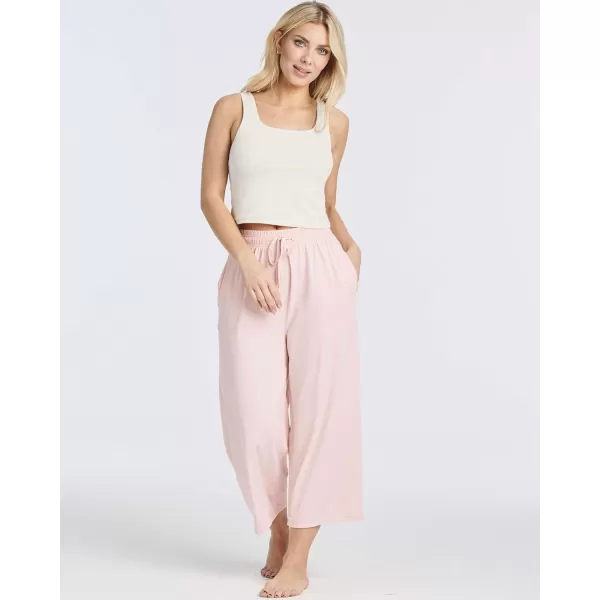 Real Essentials 3 Pack Womens UltraSoft Wide Leg Loose Capri Open Bottom Pants  Yoga Lounge PocketsAvailable in PlusSet 8
