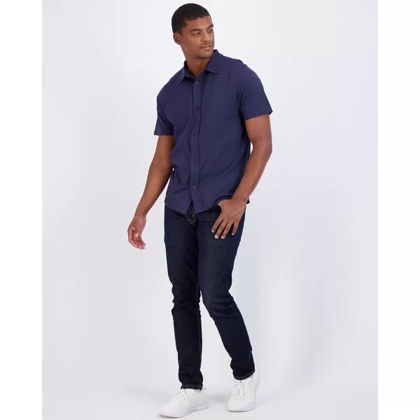 Real Essentials 3Pack Mens Regular Fit Casual Short Sleeve Button Down Shirt Available in Big amp TallStandard Set 3