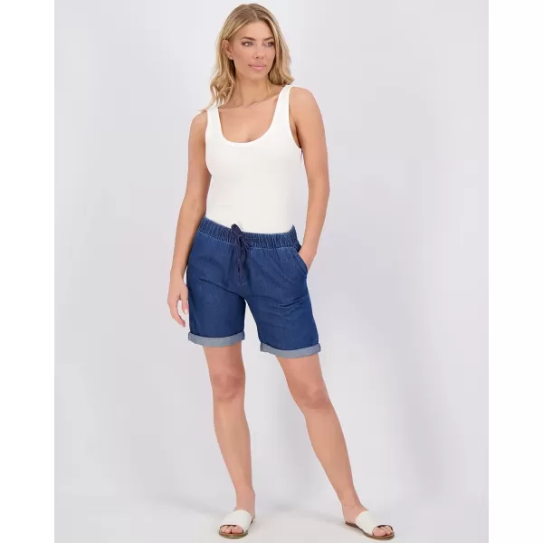 Real Essentials 3Pack Womens Bermuda 7 Denim Shorts  Casual Khaki Long Chino Shorts Drawstring Available in Plus SizePlusSize Set 1