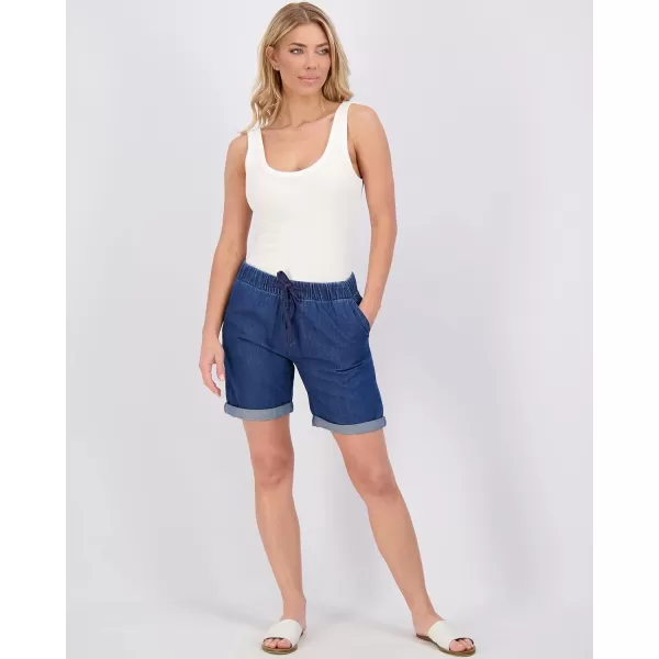 Real Essentials 3Pack Womens Bermuda 7 Denim Shorts  Casual Khaki Long Chino Shorts Drawstring Available in Plus SizePlusSize Set 4