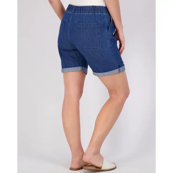 Real Essentials 3Pack Womens Bermuda 7 Denim Shorts  Casual Khaki Long Chino Shorts Drawstring Available in Plus SizePlusSize Set 4