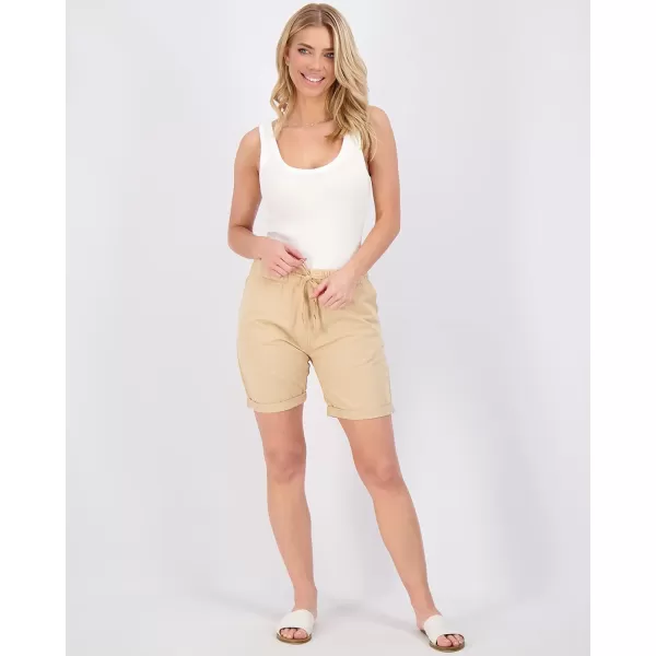 Real Essentials 3Pack Womens Bermuda 7 Denim Shorts  Casual Khaki Long Chino Shorts Drawstring Available in Plus SizePlusSize Set 6