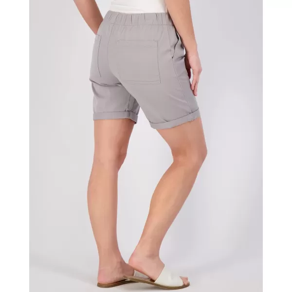 Real Essentials 3Pack Womens Bermuda 7 Denim Shorts  Casual Khaki Long Chino Shorts Drawstring Available in Plus SizeStandard Set 2