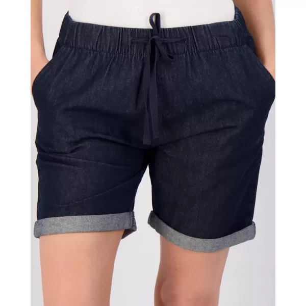 Real Essentials 3Pack Womens Bermuda 7 Denim Shorts  Casual Khaki Long Chino Shorts Drawstring Available in Plus SizeStandard Set 2
