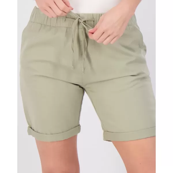 Real Essentials 3Pack Womens Bermuda 7 Denim Shorts  Casual Khaki Long Chino Shorts Drawstring Available in Plus SizeStandard Set 3