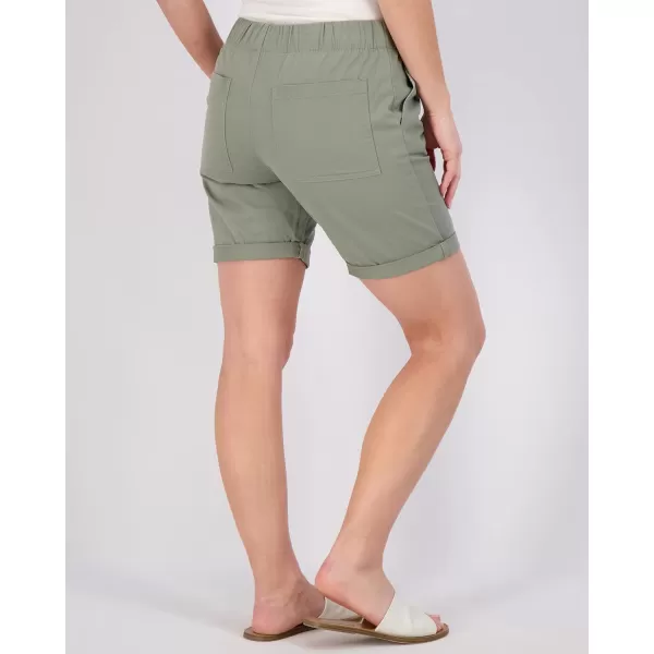 Real Essentials 3Pack Womens Bermuda 7 Denim Shorts  Casual Khaki Long Chino Shorts Drawstring Available in Plus SizeStandard Set 5