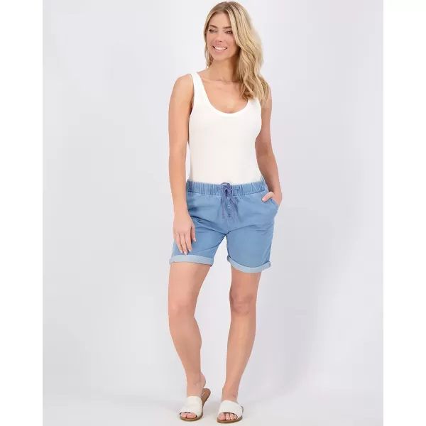 Real Essentials 3Pack Womens Bermuda 7 Denim Shorts  Casual Khaki Long Chino Shorts Drawstring Available in Plus SizeStandard Set 5