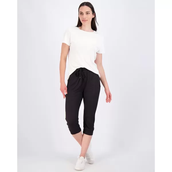 Real Essentials 3Pack Womens Capri Joggers Cuffed Athletic Casual Soft Sweatpants with Pockets Available in Plus SizeStandard Set 2