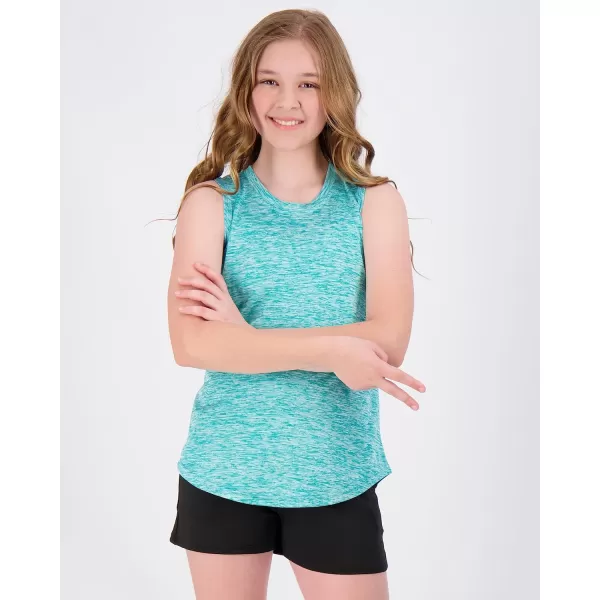 Real Essentials 4 Pack Girls Active Dry Fit Performance Tank TopSet 2