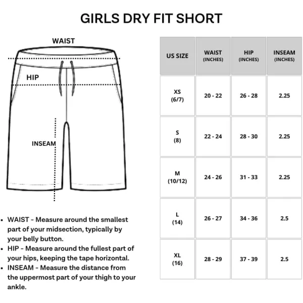 Real Essentials 4 Pack Girls Athletic Performance DryFit Running Shorts with Drawstring amp PocketsSet 6