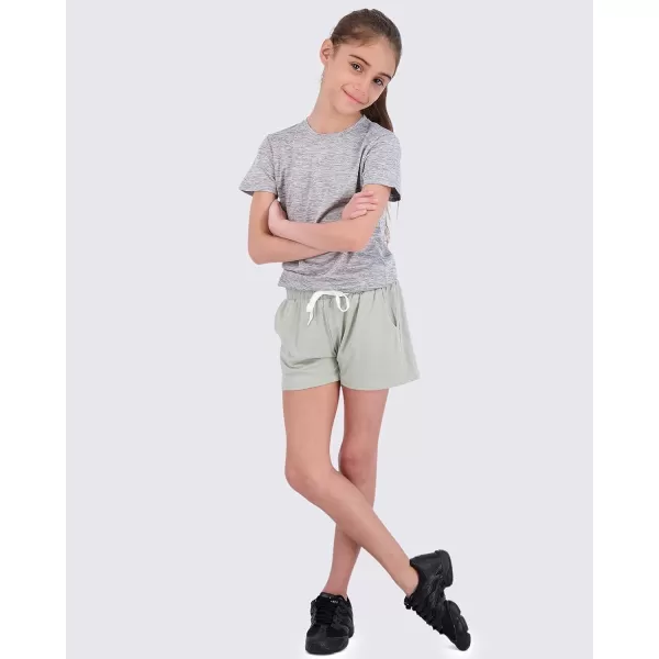 Real Essentials 4 Pack Girls Athletic Performance DryFit Running Shorts with Drawstring amp PocketsSet 6