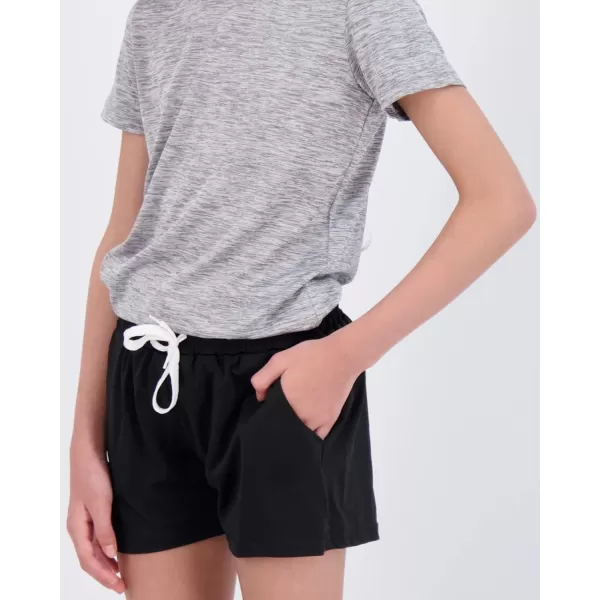 Real Essentials 4 Pack Girls Athletic Performance DryFit Running Shorts with Drawstring amp PocketsSet 6