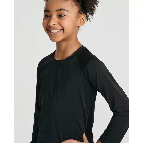Real Essentials 4 Pack Girls Long Sleeve Rash Guard Shirt  Swimwear UPF Sun Protection Swim Top Ages 416Set 3