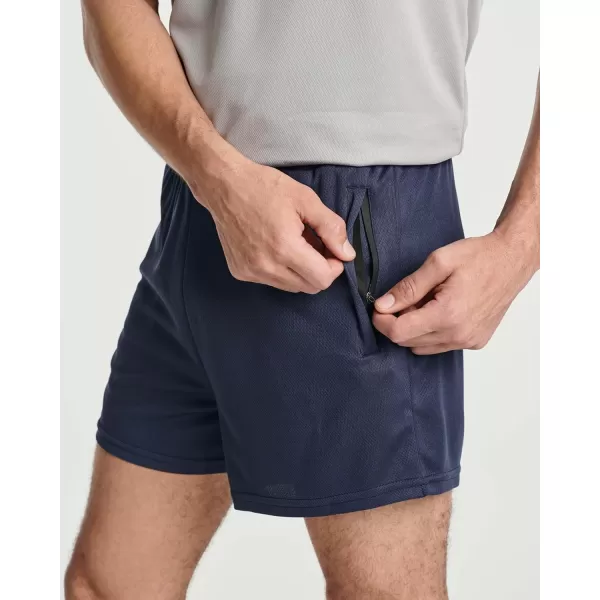 Real Essentials 4 Pack Mens 3 Inch Mesh Running Shorts with Zipper Pockets  Quick Dry Gym AthleticSet 1