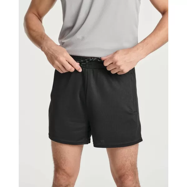 Real Essentials 4 Pack Mens 3 Inch Mesh Running Shorts with Zipper Pockets  Quick Dry Gym AthleticSet 2