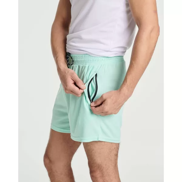 Real Essentials 4 Pack Mens 3 Inch Mesh Running Shorts with Zipper Pockets  Quick Dry Gym AthleticSet 2