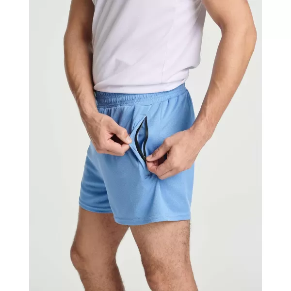 Real Essentials 4 Pack Mens 3 Inch Mesh Running Shorts with Zipper Pockets  Quick Dry Gym AthleticSet 5