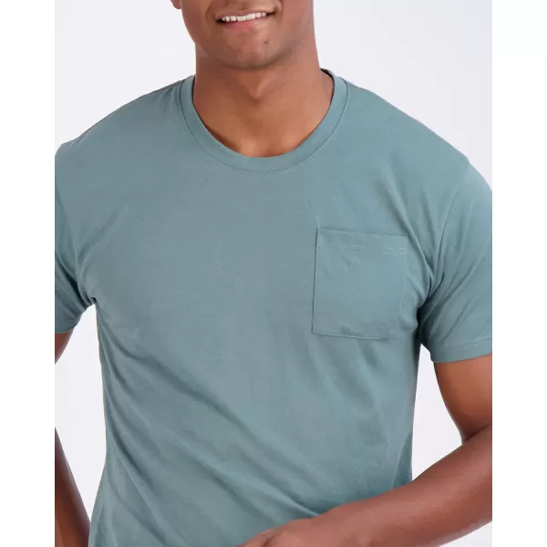 Real Essentials 4 Pack Mens Cotton Performance Short Sleeve Crew Neck Pocket TShirt Athletic Top Available in Big amp TallStandard Set 11