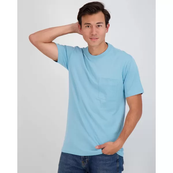 Real Essentials 4 Pack Mens Cotton Performance Short Sleeve Crew Neck Pocket TShirt Athletic Top Available in Big amp Tallbigtall Set 1