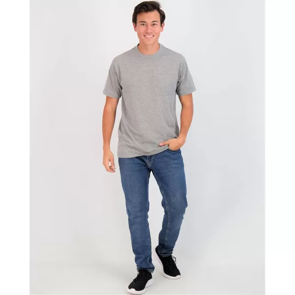 Real Essentials 4 Pack Mens Cotton Performance Short Sleeve Crew Neck Pocket TShirt Athletic Top Available in Big amp Tallbigtall Set 3