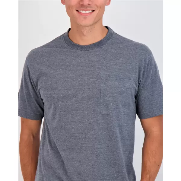 Real Essentials 4 Pack Mens Cotton Performance Short Sleeve Crew Neck Pocket TShirt Athletic Top Available in Big amp Tallbigtall Set 7