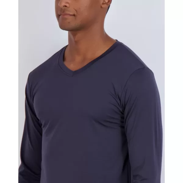 Real Essentials 4 Pack Mens Dry Fit Long Sleeve VNeck Active TShirt  Athletic Outdoor UPF 50 Available in Big amp TallStandard Set 7