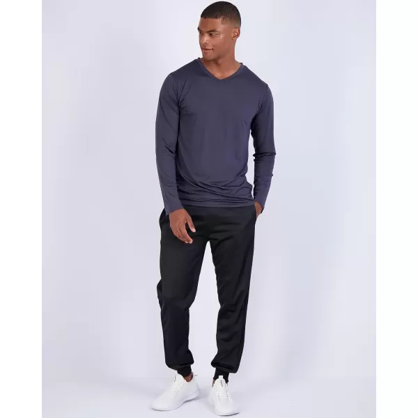 Real Essentials 4 Pack Mens Dry Fit Long Sleeve VNeck Active TShirt  Athletic Outdoor UPF 50 Available in Big amp Tallbigtall Set 2
