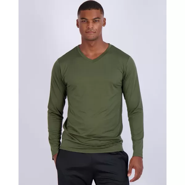 Real Essentials 4 Pack Mens Dry Fit Long Sleeve VNeck Active TShirt  Athletic Outdoor UPF 50 Available in Big amp Tallbigtall Set 2