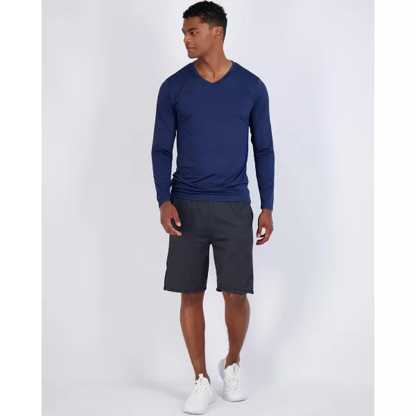 Real Essentials 4 Pack Mens Dry Fit Long Sleeve VNeck Active TShirt  Athletic Outdoor UPF 50 Available in Big amp Tallbigtall Set 8