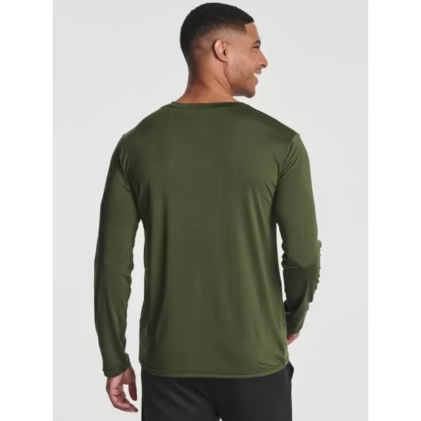 Real Essentials 4 Pack Mens DryFit Active Athletic Long Sleeve Pocket Crew TShirt Outdoors UPF 50 S5XLTBig amp Tall Set 1