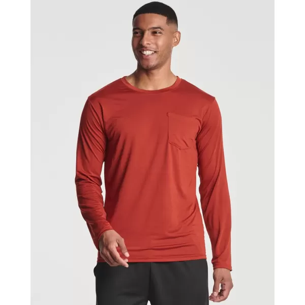 Real Essentials 4 Pack Mens DryFit Active Athletic Long Sleeve Pocket Crew TShirt Outdoors UPF 50 S5XLTBig amp Tall Set 1