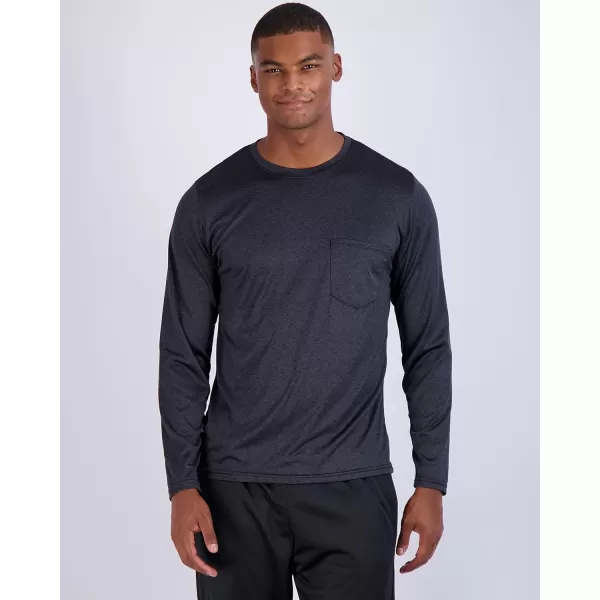 Real Essentials 4 Pack Mens DryFit Active Athletic Long Sleeve Pocket Crew TShirt Outdoors UPF 50 S5XLTBig amp Tall Set 4