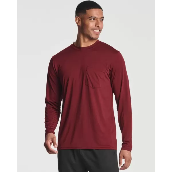 Real Essentials 4 Pack Mens DryFit Active Athletic Long Sleeve Pocket Crew TShirt Outdoors UPF 50 S5XLTBig amp Tall Set 8